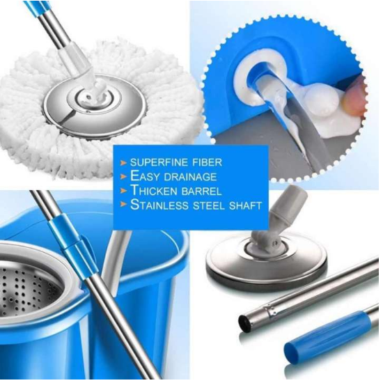 360 Rotating Cleaning Mop Interchangeable Mop Floor Compact Twisted Mop Accessories Household Mop Tool (Big Size)random color