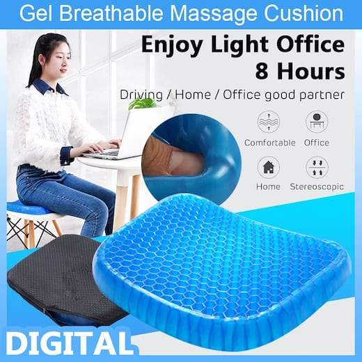(With black cover) - Non Slip Egg Sitter Gel Seat Cushion Soft Sitting Support Pad Cushion for Car and Office Chair Seat Pads Breathable Honeycomb Bike seat foam