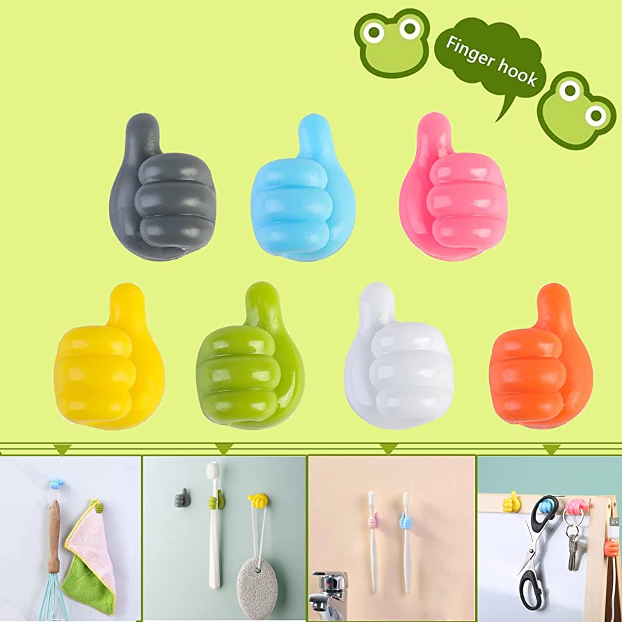 10 pcs Wall Decoration Hook Creative Silicone Thumb Key Hanger Hooks