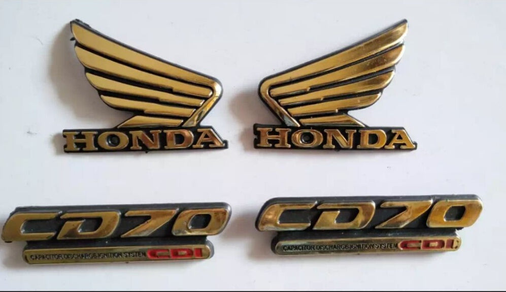 4-Piece Tenki & Tappa Monogram Set for CD70 – Universal Honda Style Badges | Best Quality Mono Set