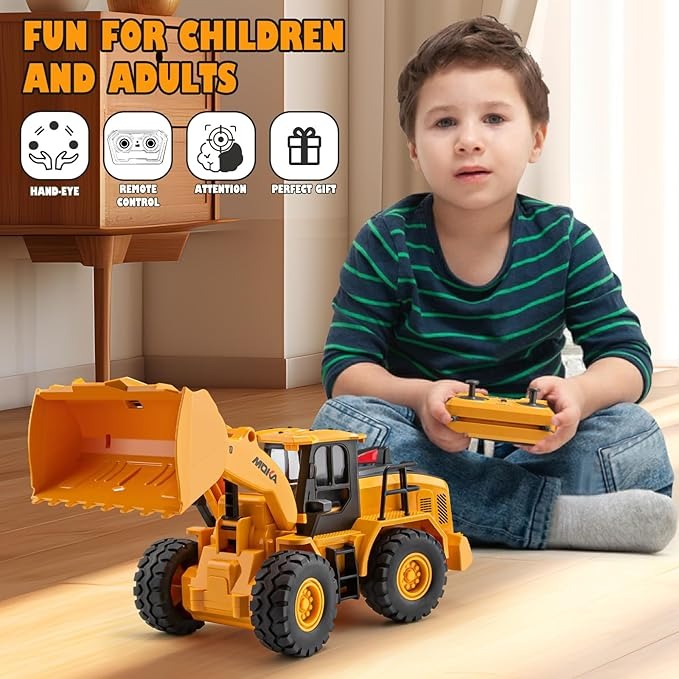 The Perseids Remote Control Bulldozer – 1/16 Scale 11 Channel Heavy RC Construction Toy with Lights & Sound, Yellow