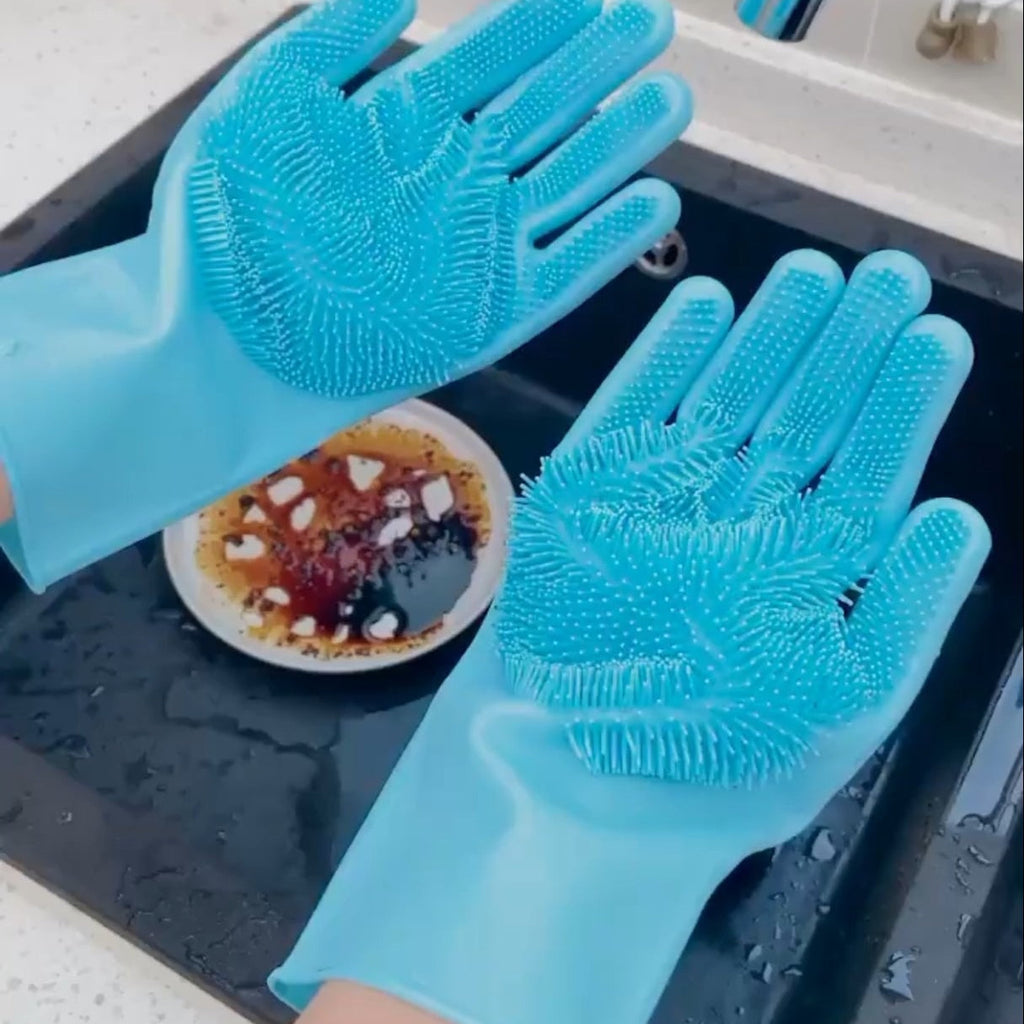 1 Pair Silicone Dishwashing Gloves Durable Quality Comfortable Grip Reliable Performance Easy Cleaning (Random Color)