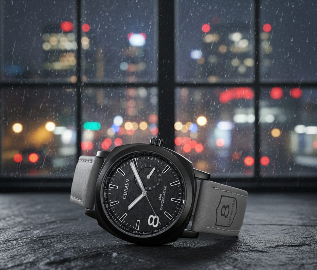 Men's Aviator-Inspired Textured Dial Watch(black)