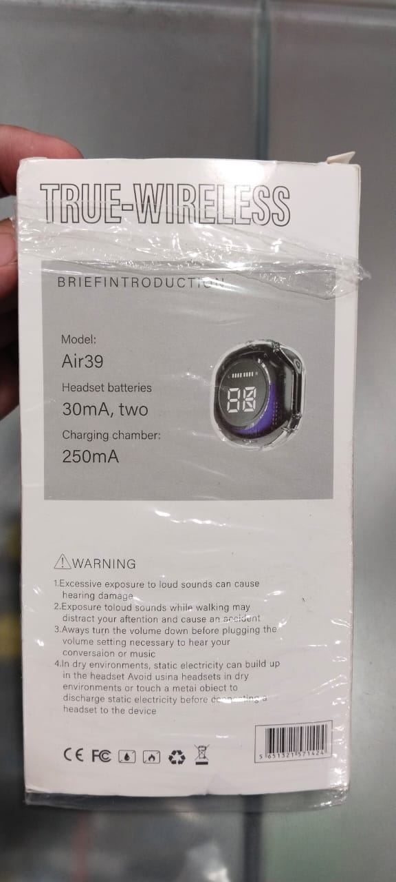 Air 39 Wireless Earbuds | Bluetooth 5.3 | Digital Display | Stereo Sound | Portable Charging Case | Random Color