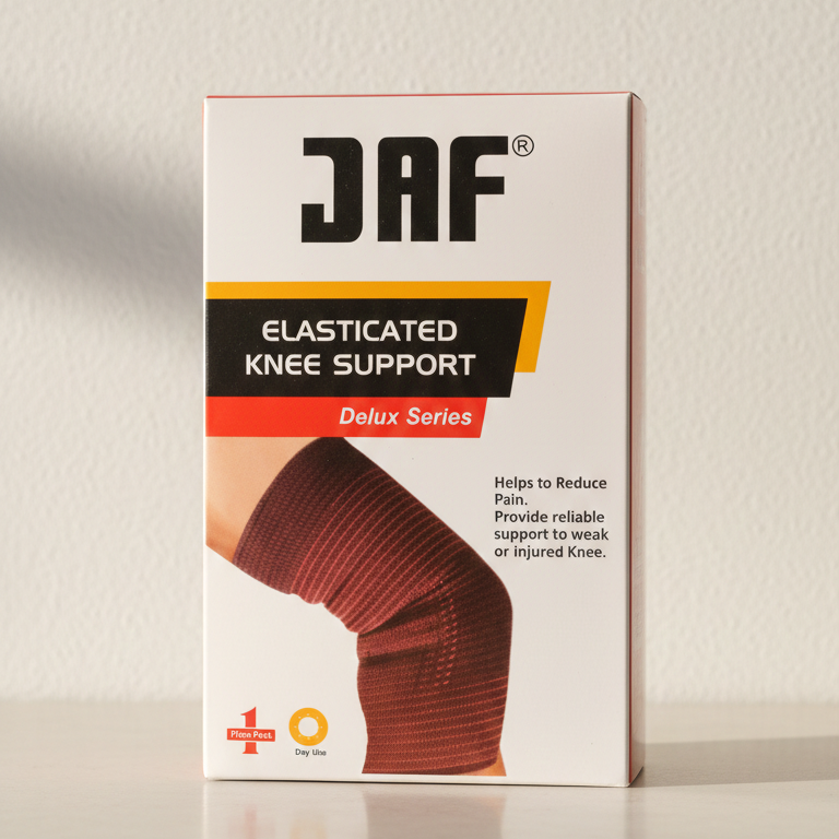 1 PC JAF Elasticated Knee Support Deluxe Knee Brace – Comfortable Compression Support (Large)