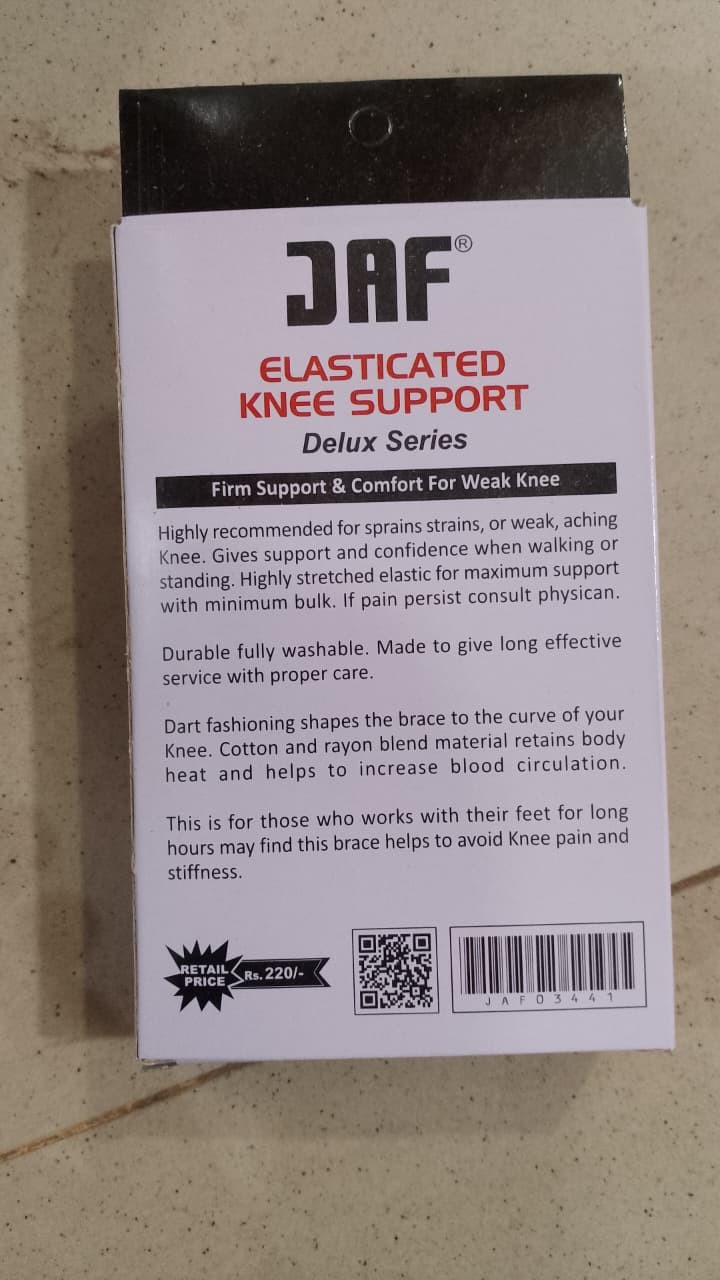 1 PC JAF Elasticated Knee Support Deluxe Knee Brace – Comfortable Compression Support (Large)