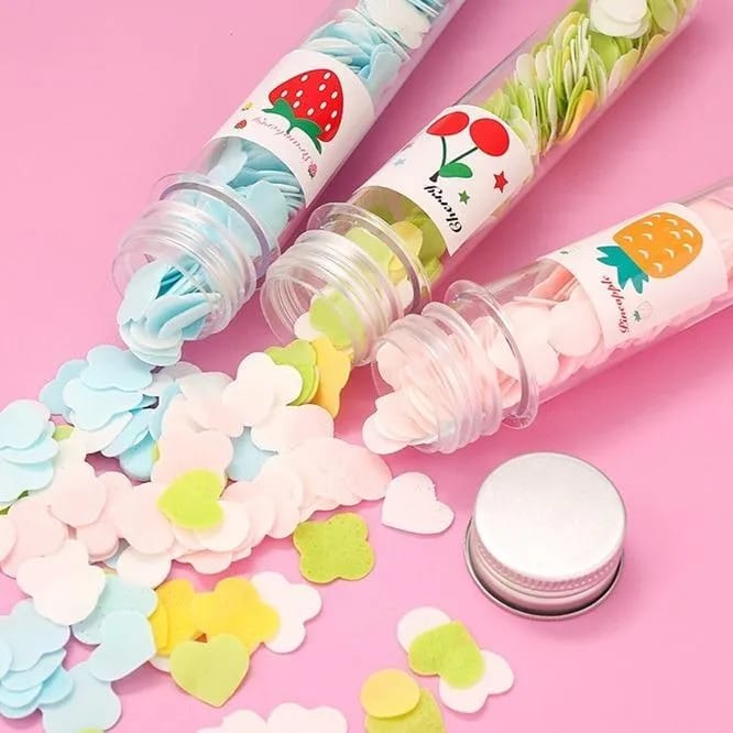 100 Pcs Disposable Flower Paper Soap With Portable Tube Multi Color Travel Sheets For Hand Washing And Outdoor Use Premium Quality (Random Color)
