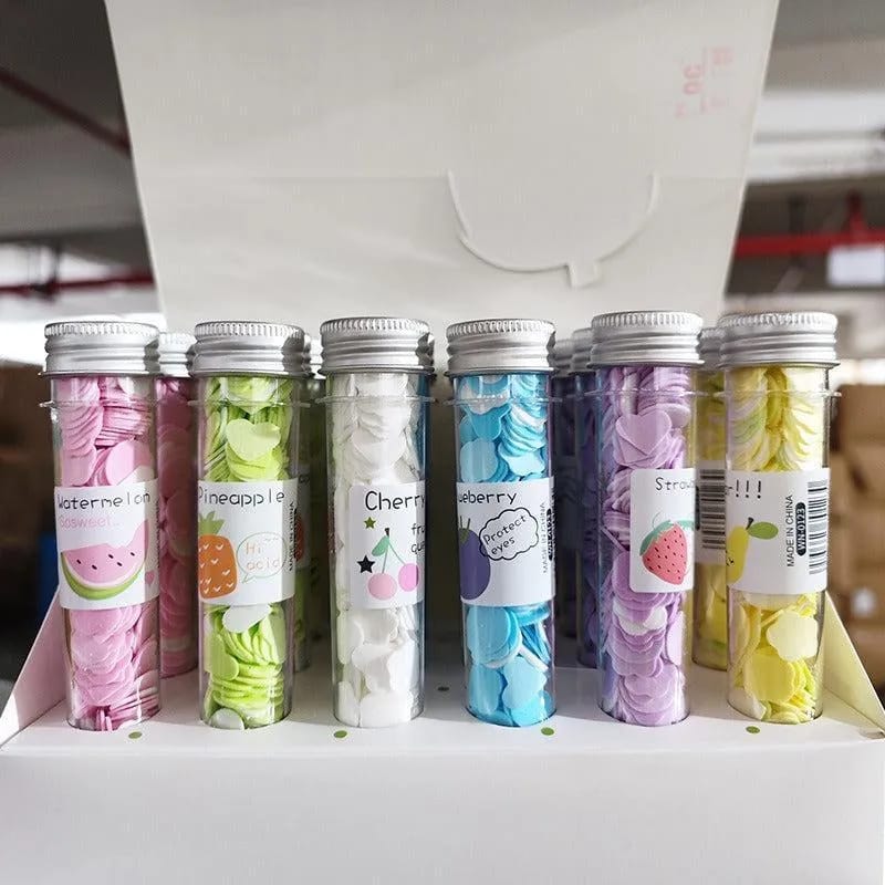 100 Pcs Disposable Flower Paper Soap With Portable Tube Multi Color Travel Sheets For Hand Washing And Outdoor Use Premium Quality (Random Color)