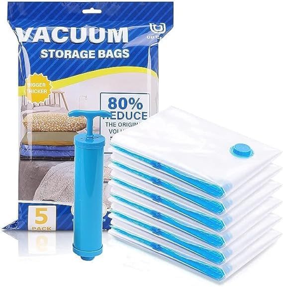 5Pcs Vacuum Seal Storage Bags With Pump | Travel Household Space Saver Storage Bag | Vacuum Bags