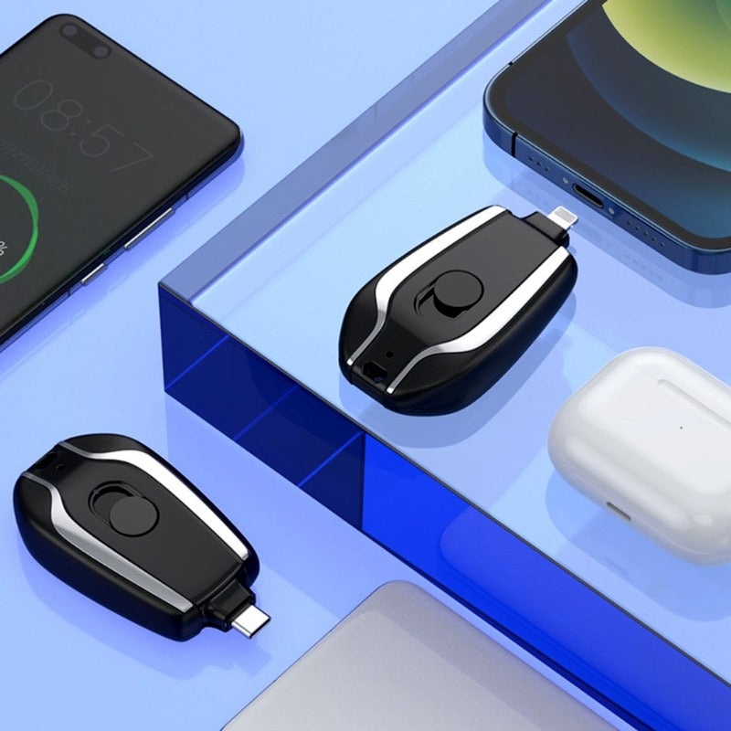 1500Mah Portable Keychain Power Bank With Telescopic Plug Design And One Button Shrink Feature For iPhone - Without Cable | (Random Colour)